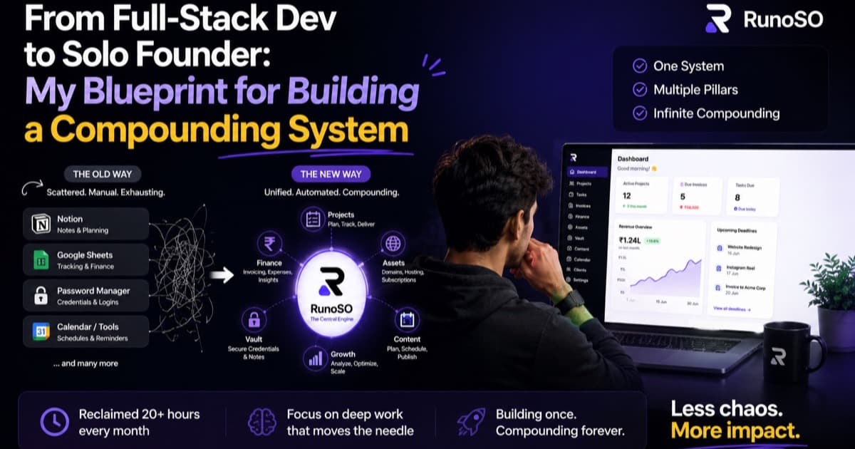 From Developer to Solo Founder: Compounding System — Build in Public guide on RunoSO Blog