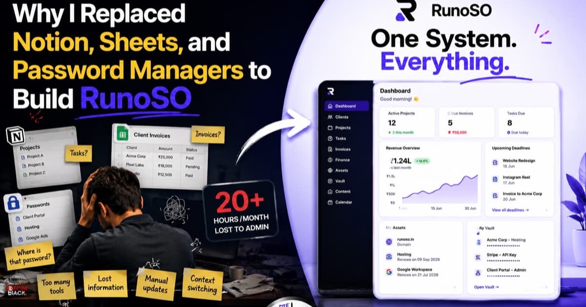 Why I Ditched Notion & Sheets to Build RunoSO — Build in Public guide on RunoSO Blog