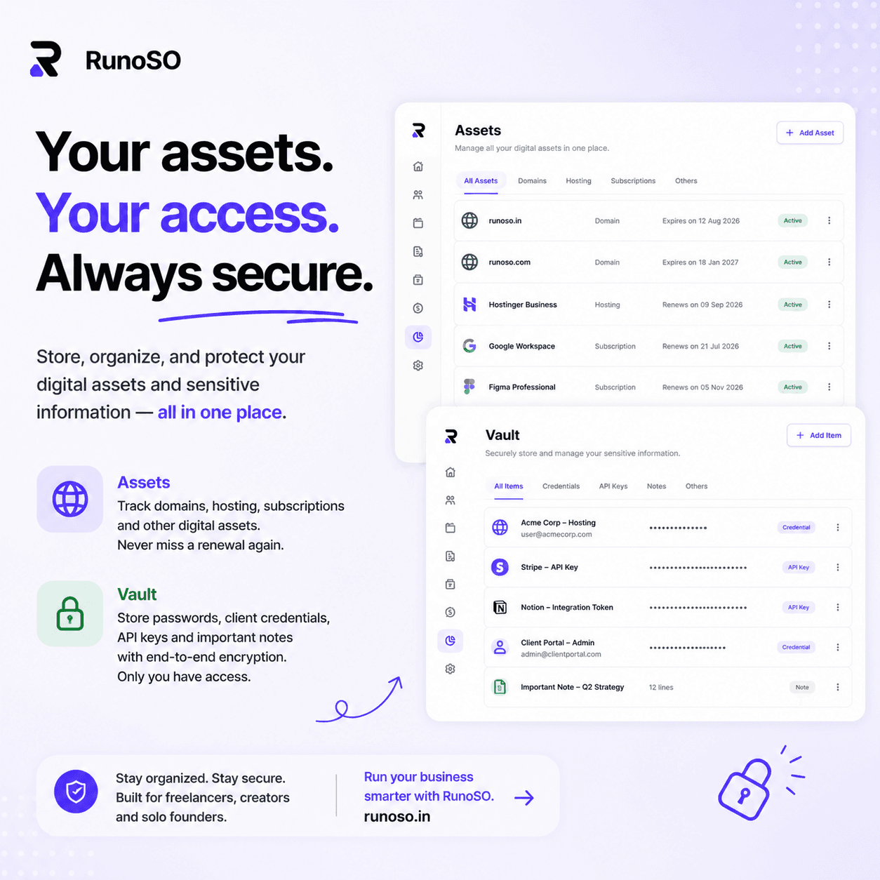 Encrypted Password Vault — RunoSO Security Vault feature preview